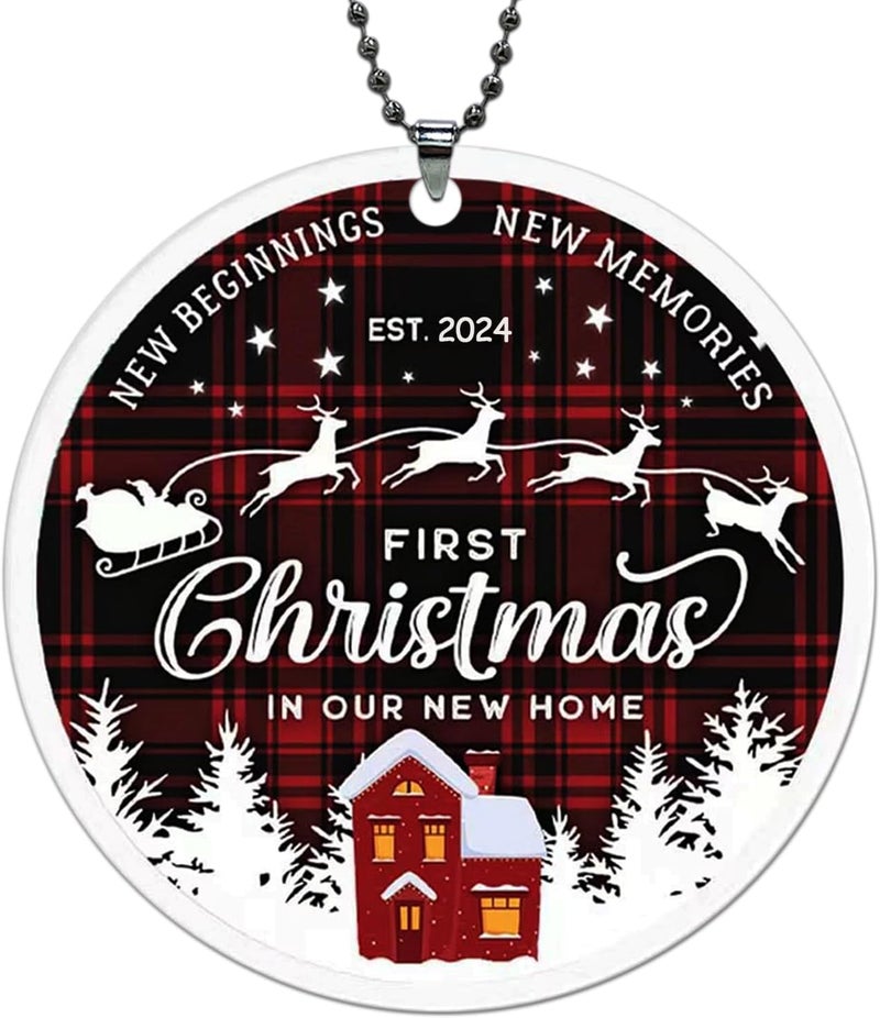 JUNQIU US 2024 Housewarming Gift - New Home Ornament, New Beginning, House Warming Gift for Women, Couple, Homeowners - First Home Christmas Ornament - Image 1